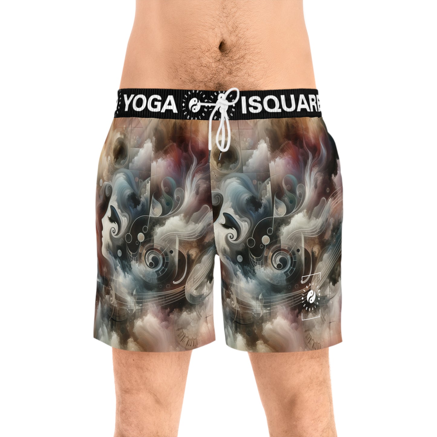 "Harmony of Descent: An Abstract Ode to La Traviata" - Swim Shorts (Mid-Length) for Men