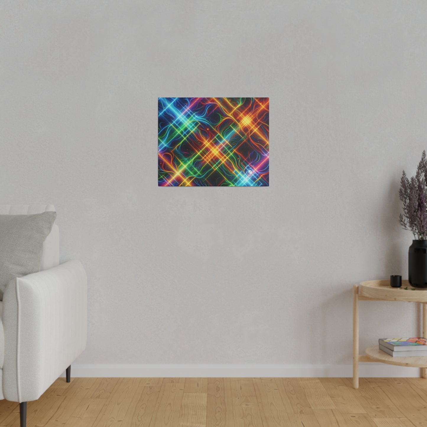 "Neon Plaid Luminosity Matrix" - Art Print Canvas