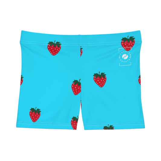 #22DEFF Light Blue + Strawberry - Mini Hot Yoga Short