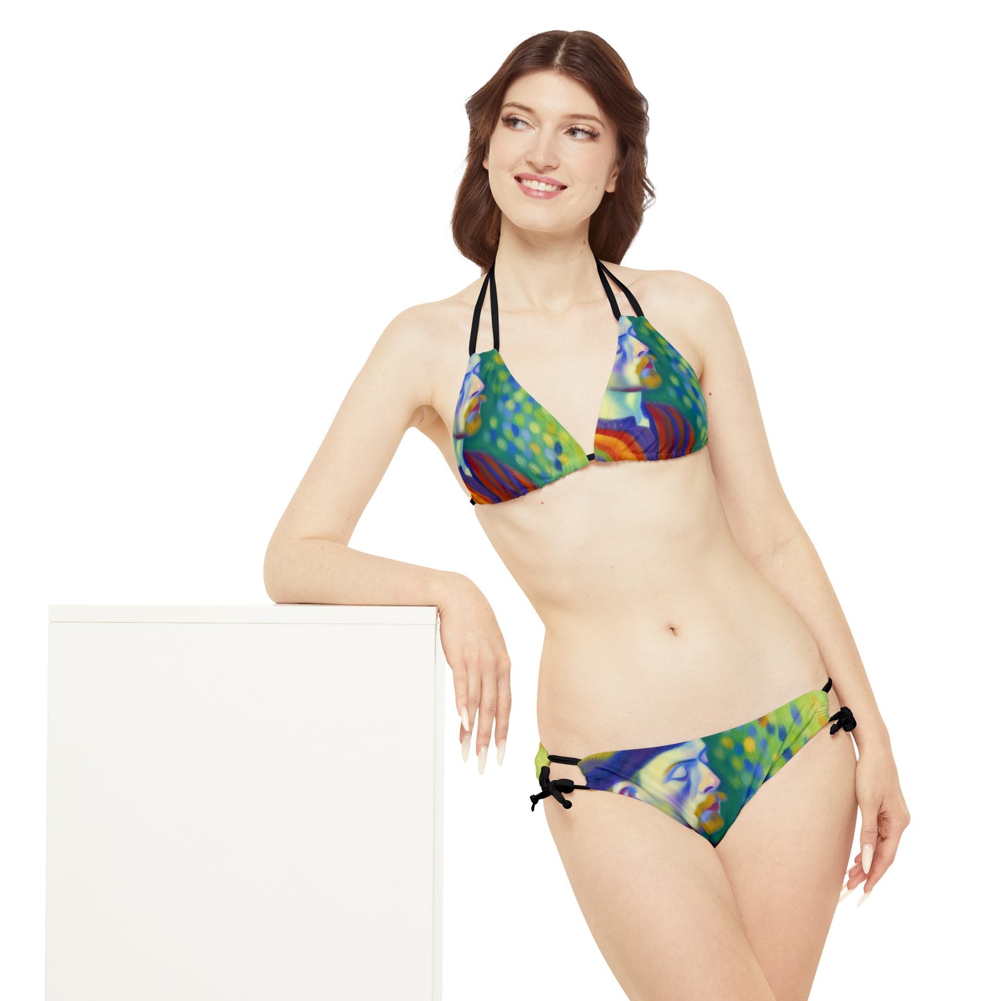 "Serene Resilience: A Frida's Solitude in hues" - Lace-up Bikini Set