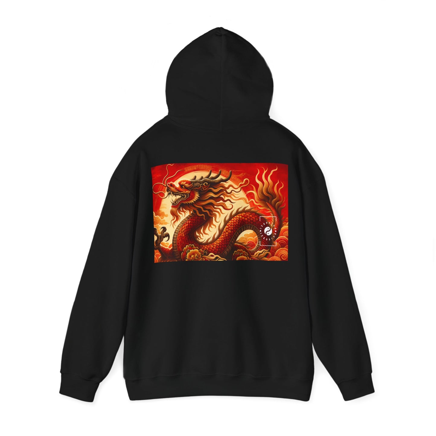 "Golden Dragon Dance in the Crimson Twilight" - Hoodie