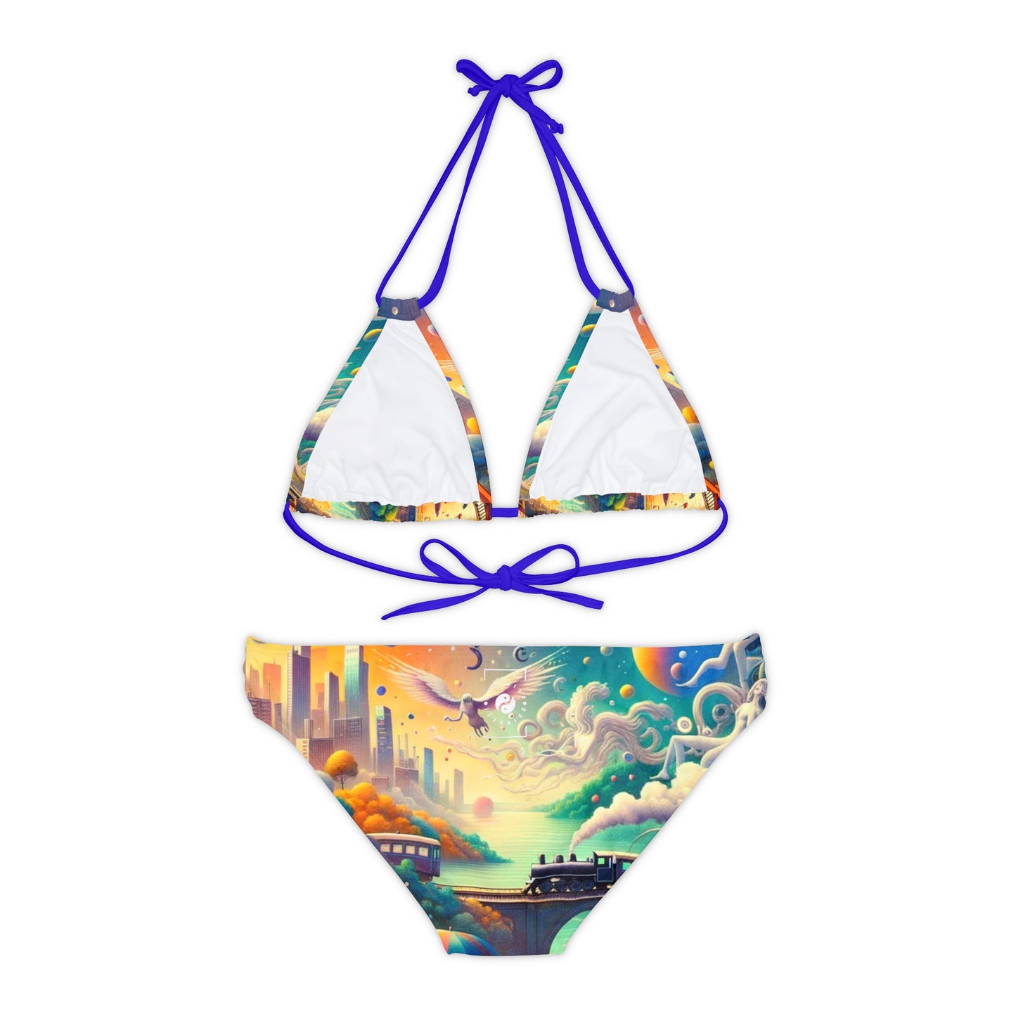 "Mirrors of Metaphor: A Murakami Odyssey" - Lace-up Bikini Set