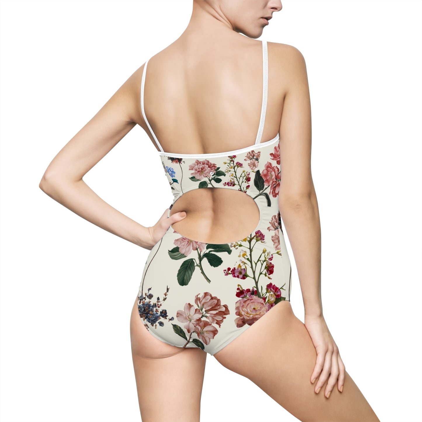 Botanicals on Beige - Openback Swimsuit