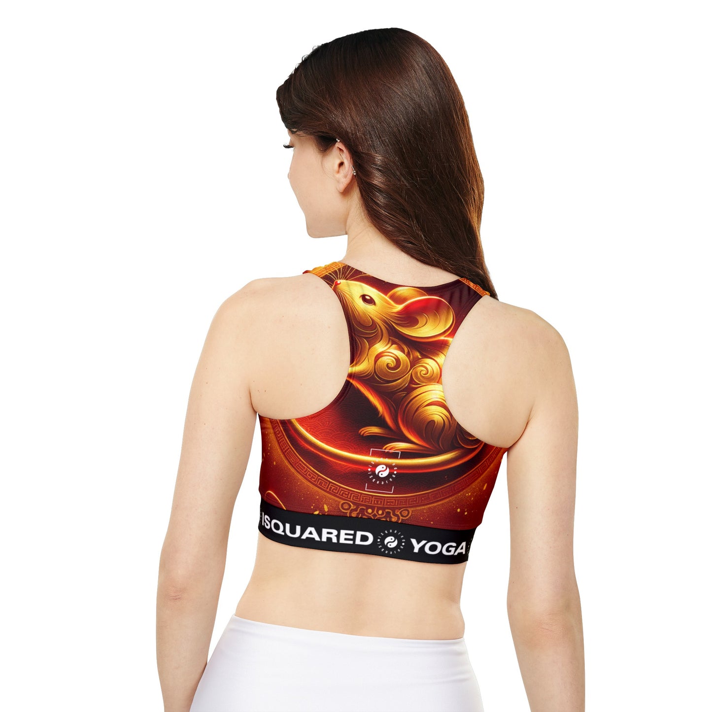 "Golden Emissary: A Lunar New Year's Tribute" - Lined & Padded Sports Bra