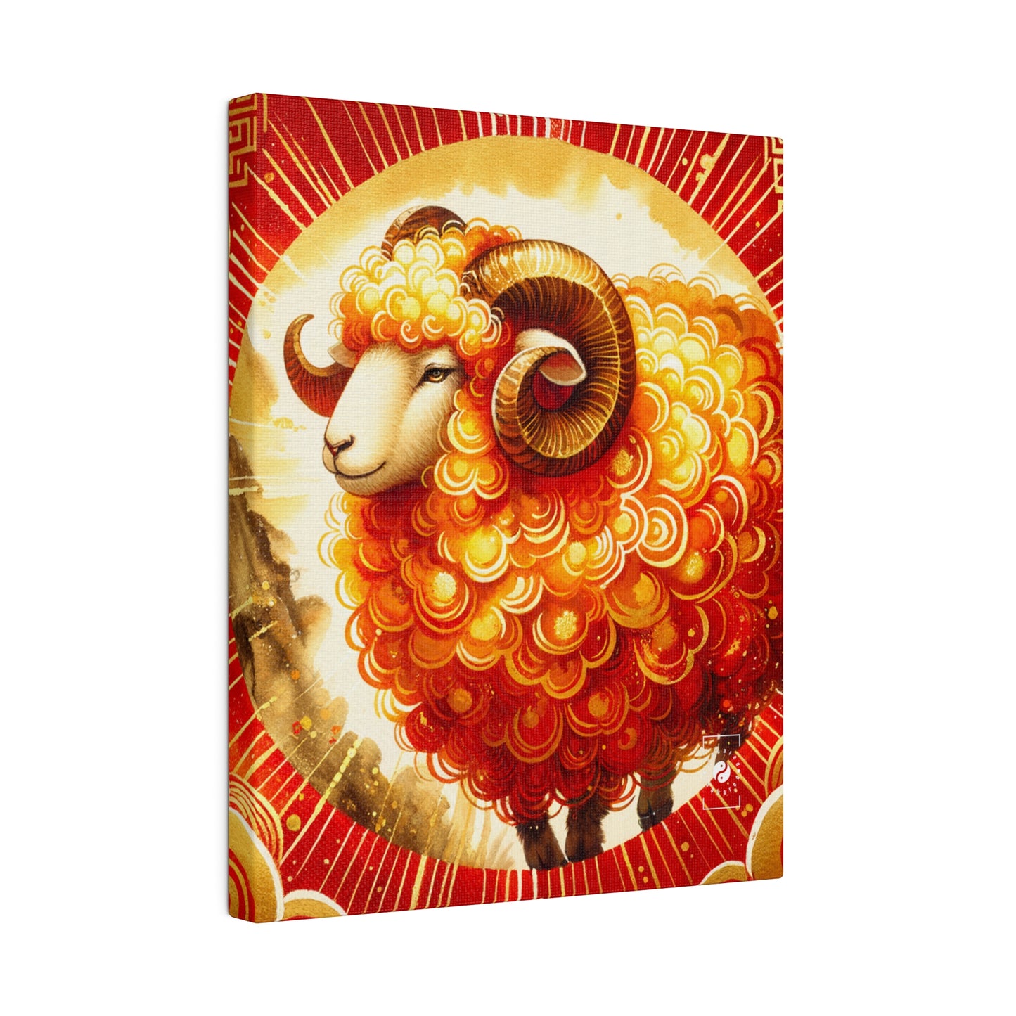 Auspicious Gold of Divine Ewe: A Lunar New Year Art Print Canvas