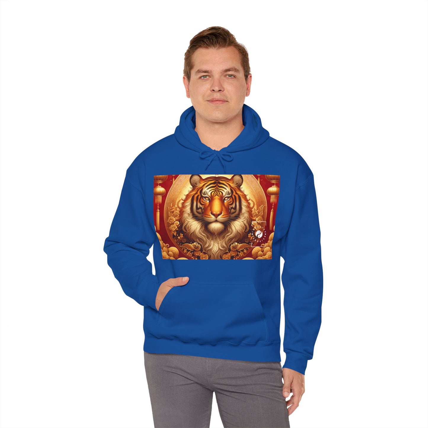 "Majesté dorée : Ascension du Tigre Lunaire" - Sweat à capuche 