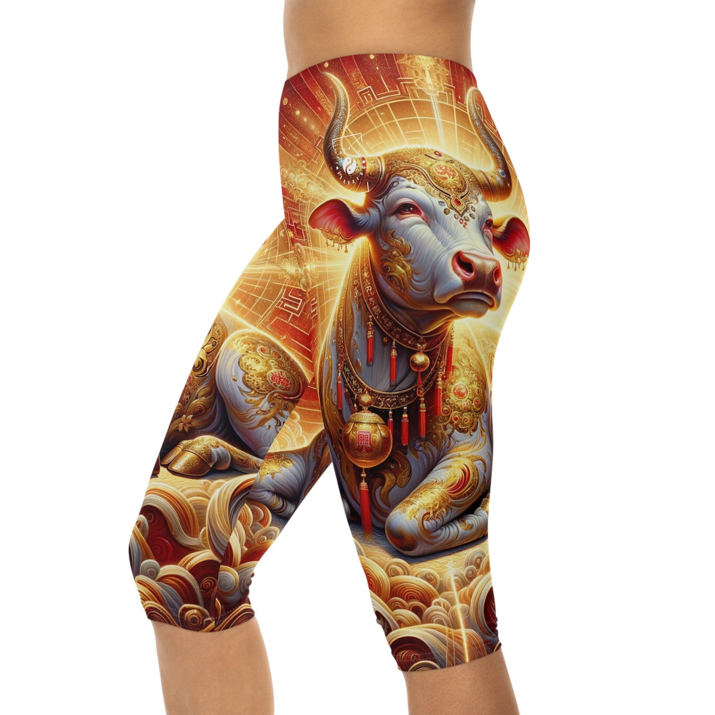 "Golden Euphoria: A Dance of the Divine Bovine" - Capri Shorts