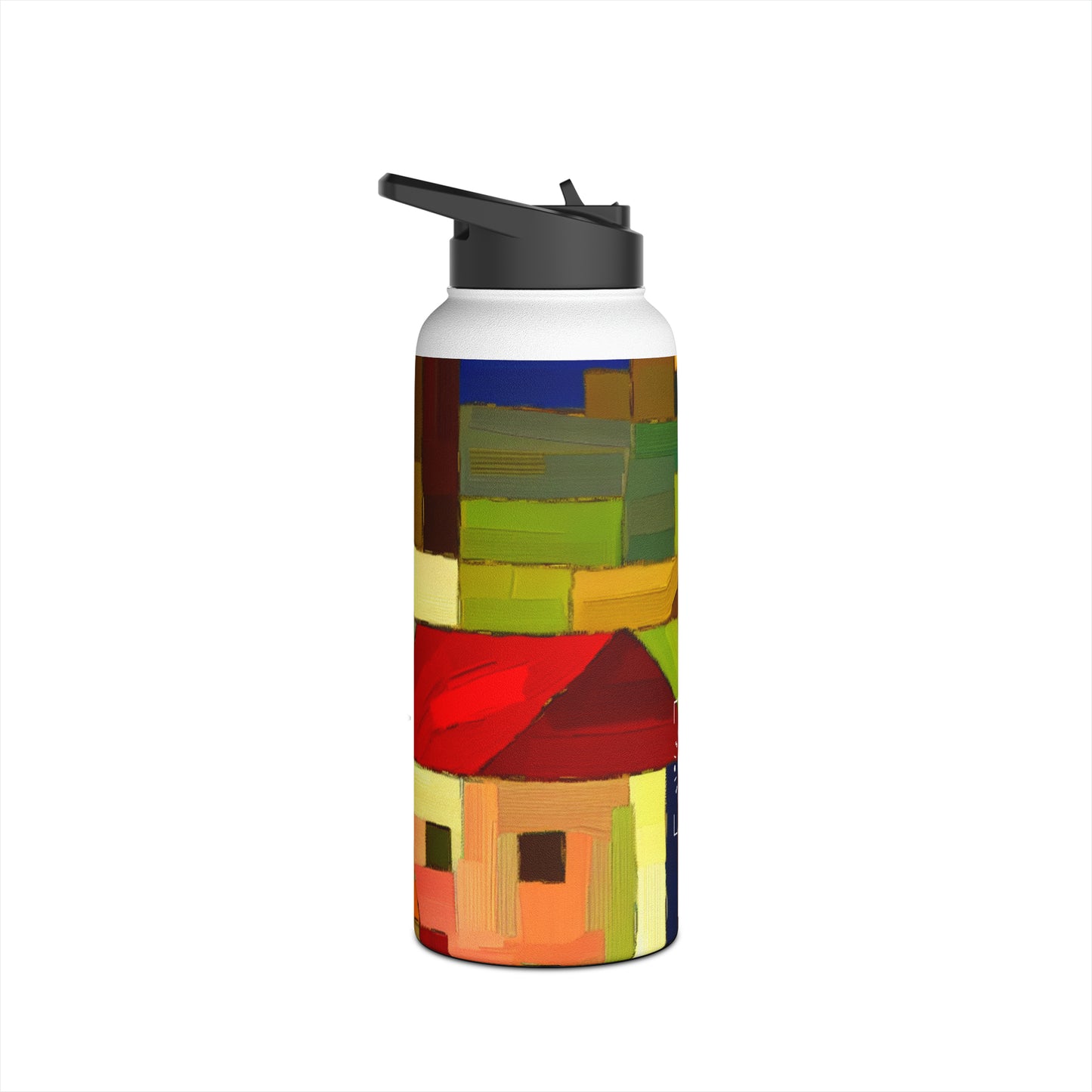 "Earthen Adobes in Hues of Hundertwasser" - Water Bottle