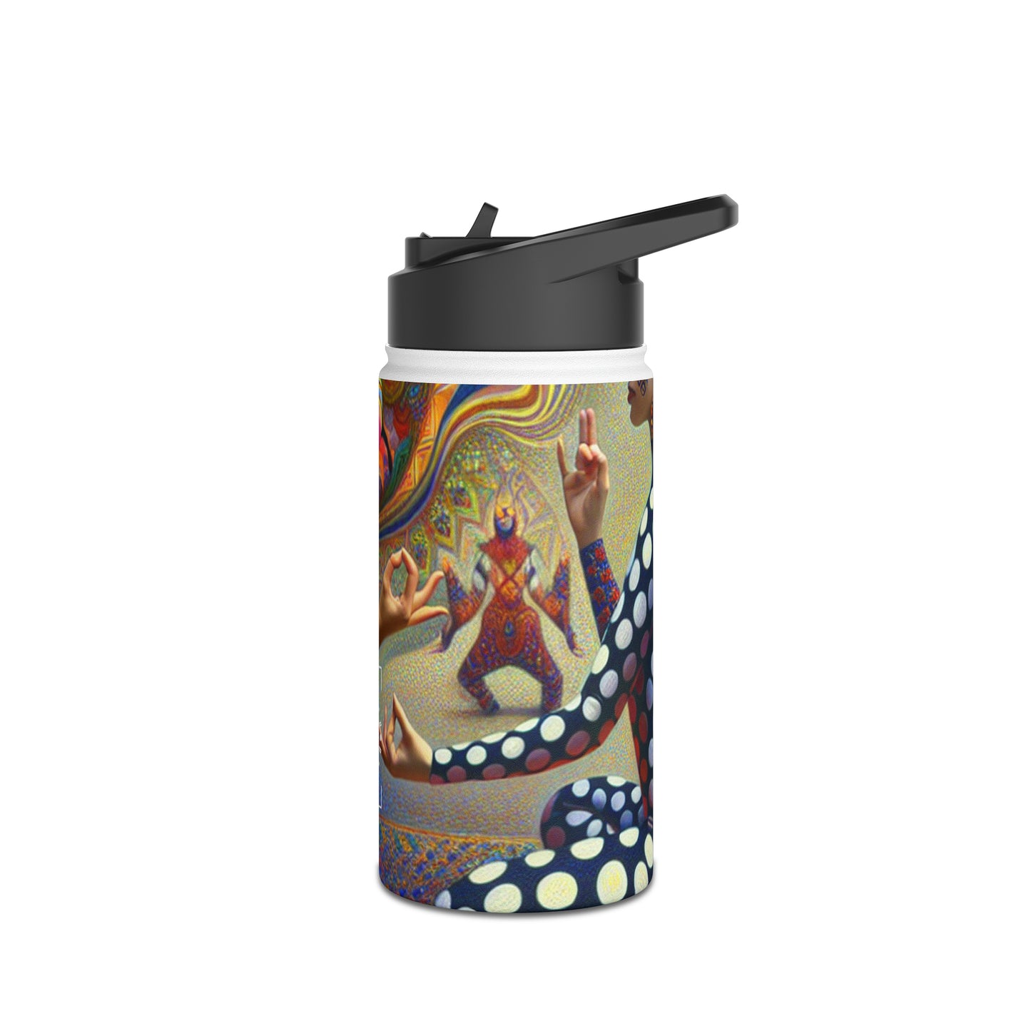 "Kahlo-Kusama Blossom Asanas: A Surreal Yoga Symphony" - Water Bottle