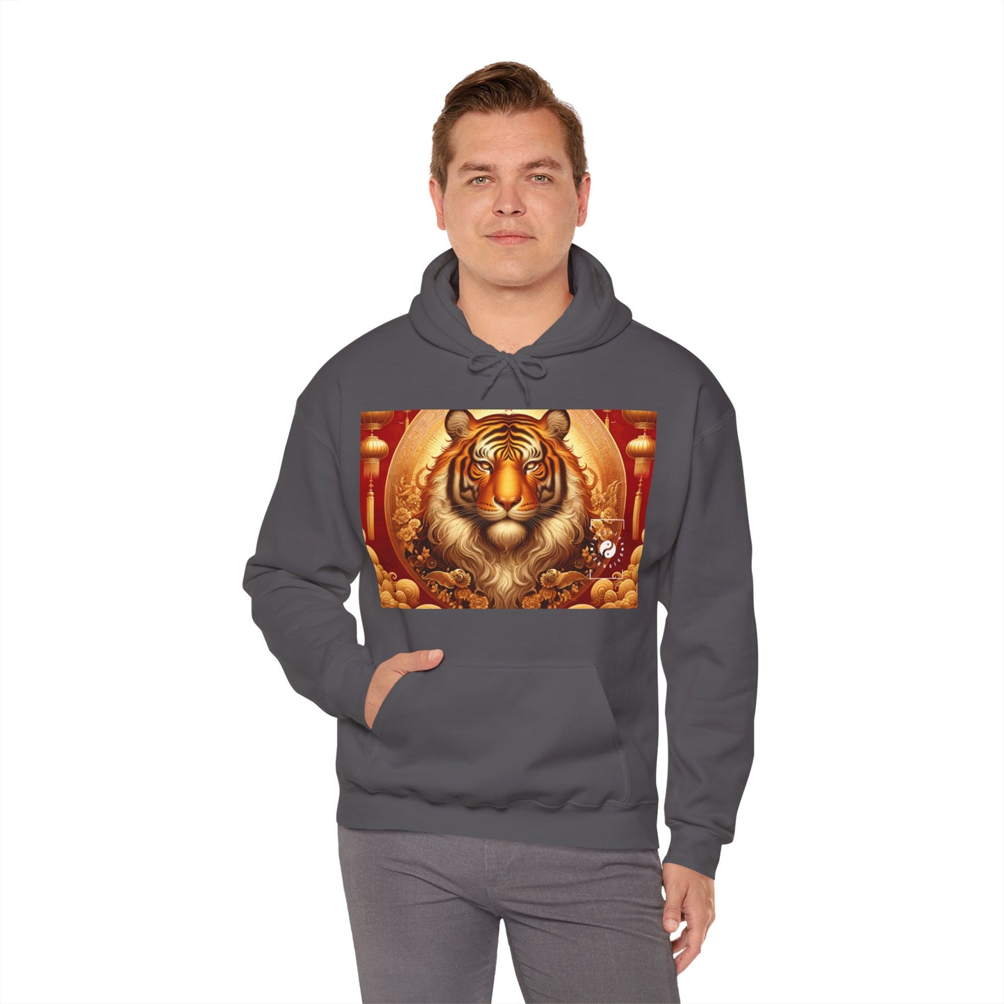 "Majesté dorée : Ascension du Tigre Lunaire" - Sweat à capuche 