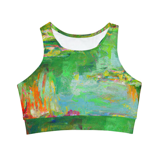 "Lily Aquarelle: Dusk Reflections" - High Neck Crop Top