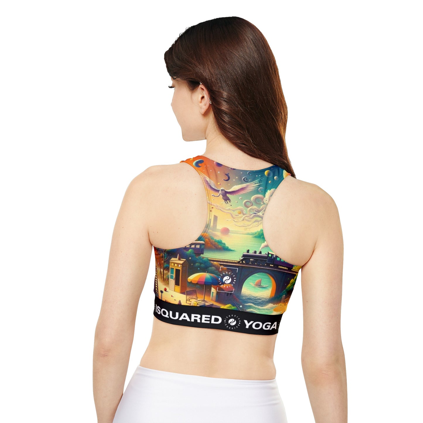 "Mirrors of Metaphor: A Murakami Odyssey" - Lined & Padded Sports Bra