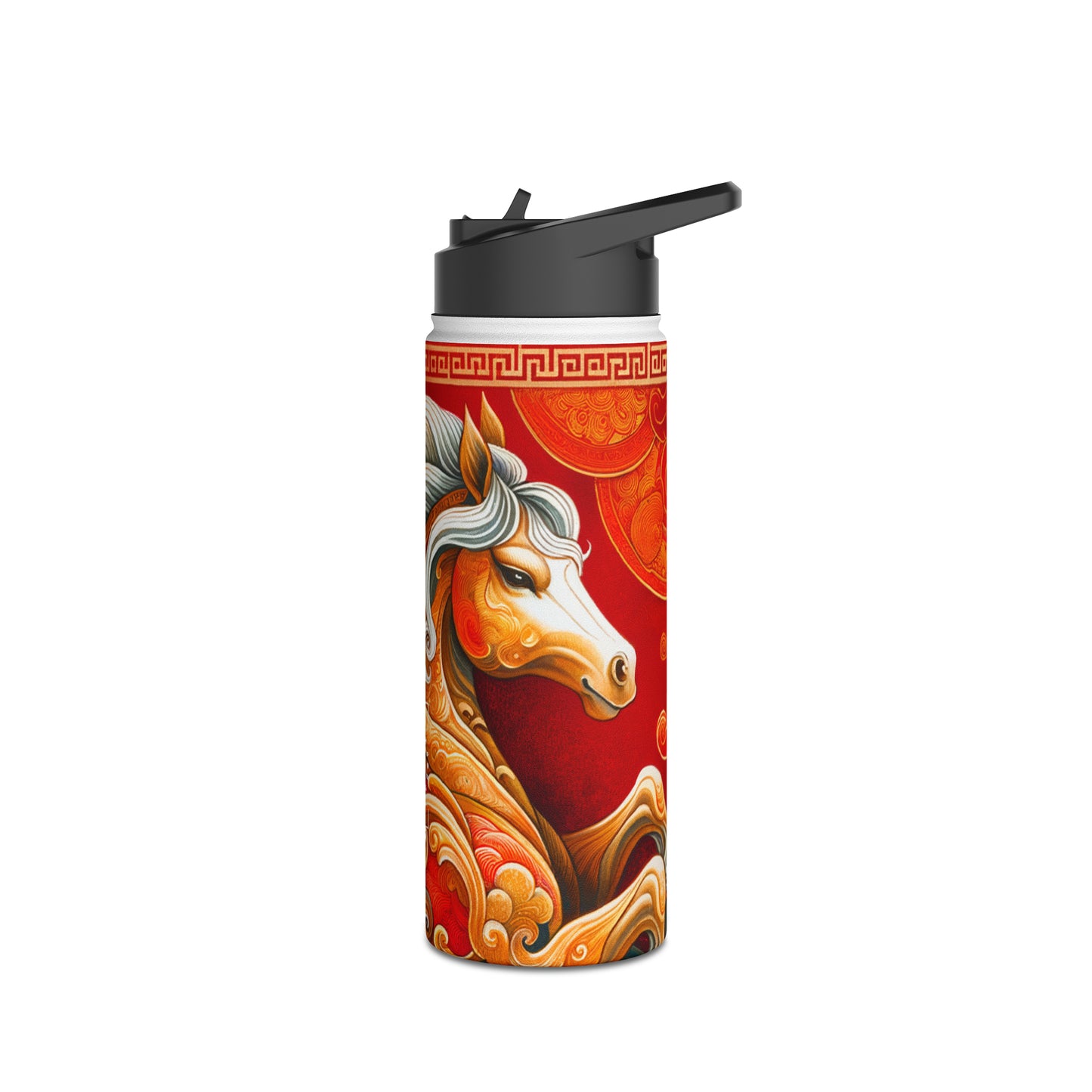 "Gold Gallop on Vermilion Vista: A Lunar New Year’s Ode" - Water Bottle