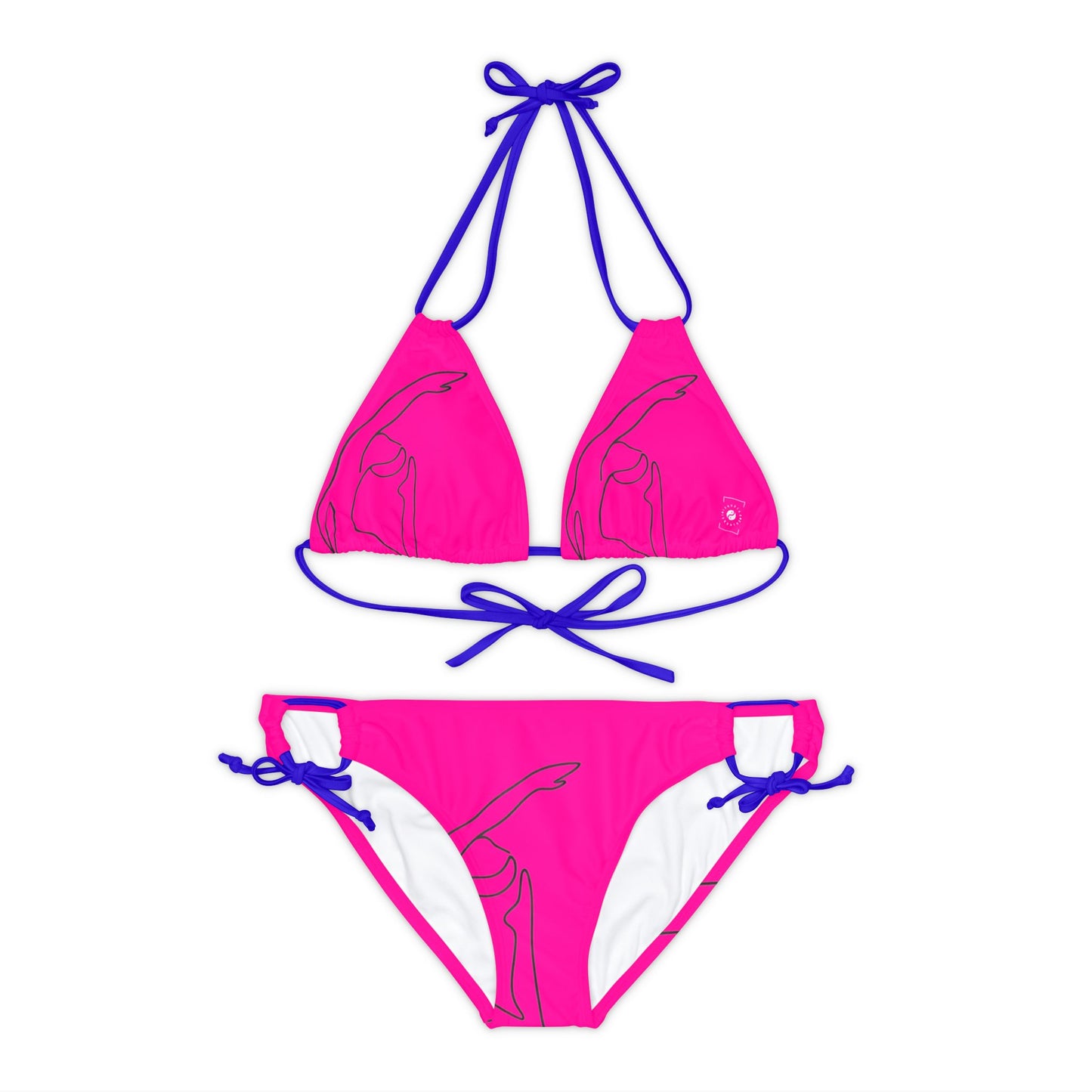 Line Art Pigeon Pose - Lace-up Bikini Set