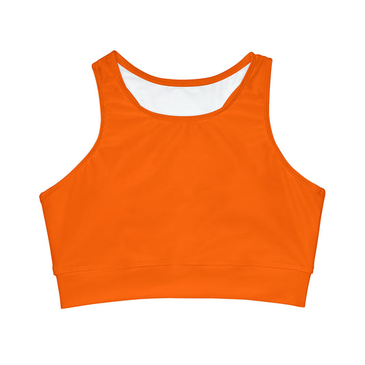 Neon Orange #FF6700 - High Neck Crop Top