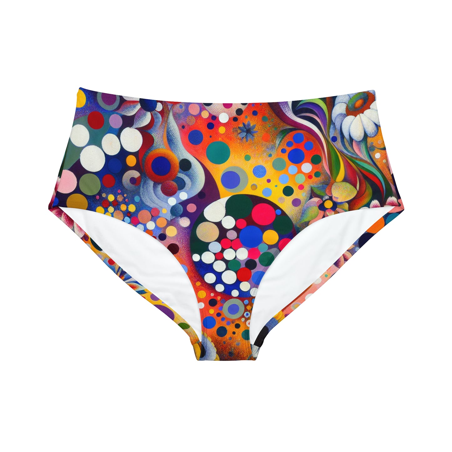 "Polka Petals in Yogic Surrealism: An Artistic Salute to Kusama and Kahlo" - High Waisted Bikini Bottom