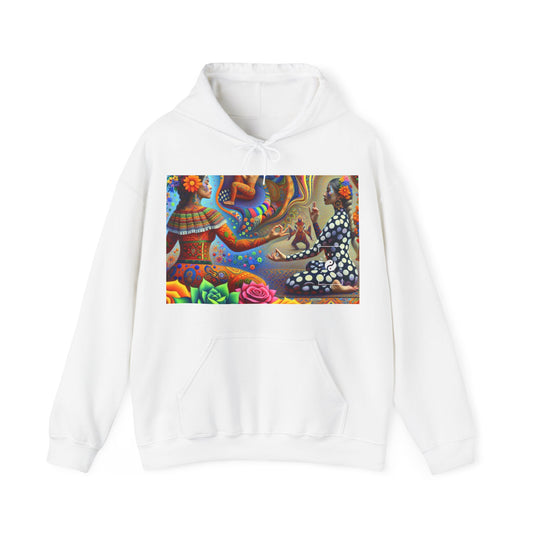 "Kahlo-Kusama Blossom Asanas: A Surreal Yoga Symphony" - Hoodie