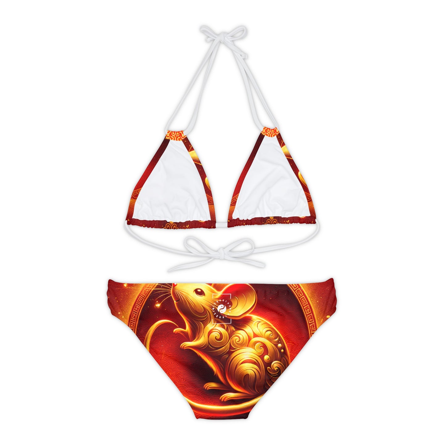 "Golden Emissary: A Lunar New Year's Tribute" - Lace-up Bikini Set