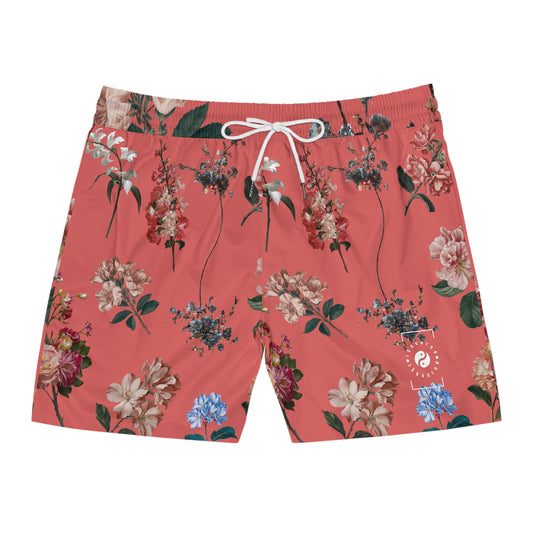 Botanicals on Coral - Swim Shorts (Mid-Length) for Men