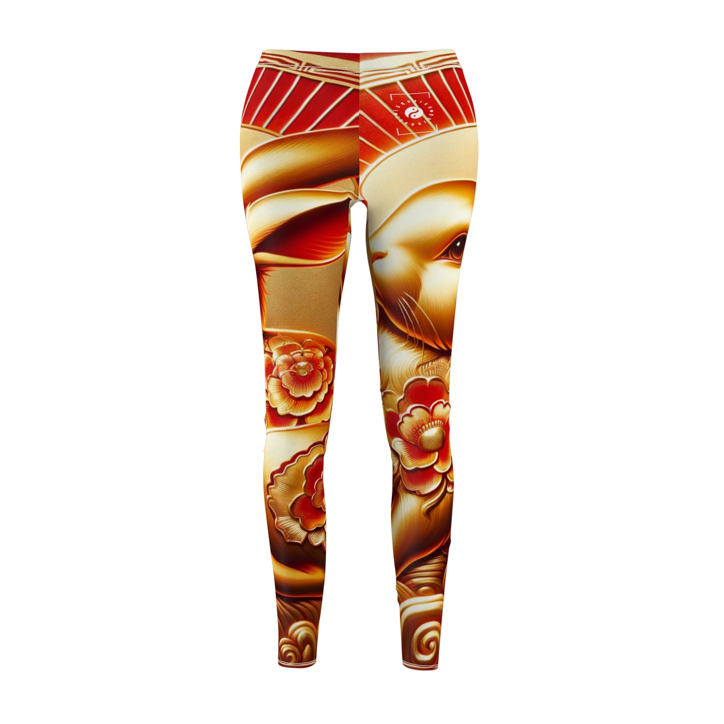 "Golden Blessings: Lunar Rabbit's Resplendence" - Casual Leggings