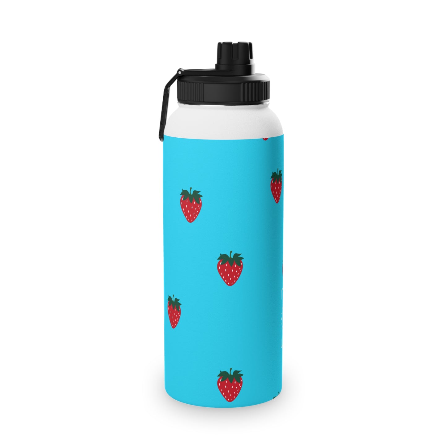 #22DEFF Light Blue + Strawberry - Sports Water Bottle