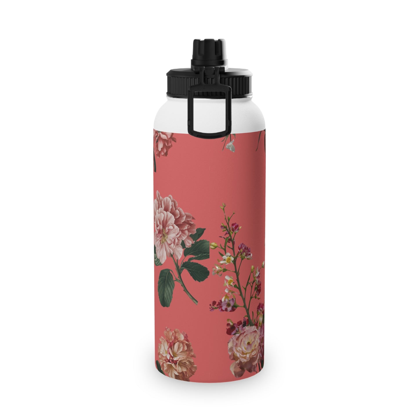 Botanicals on Coral - Sports Water Bottle