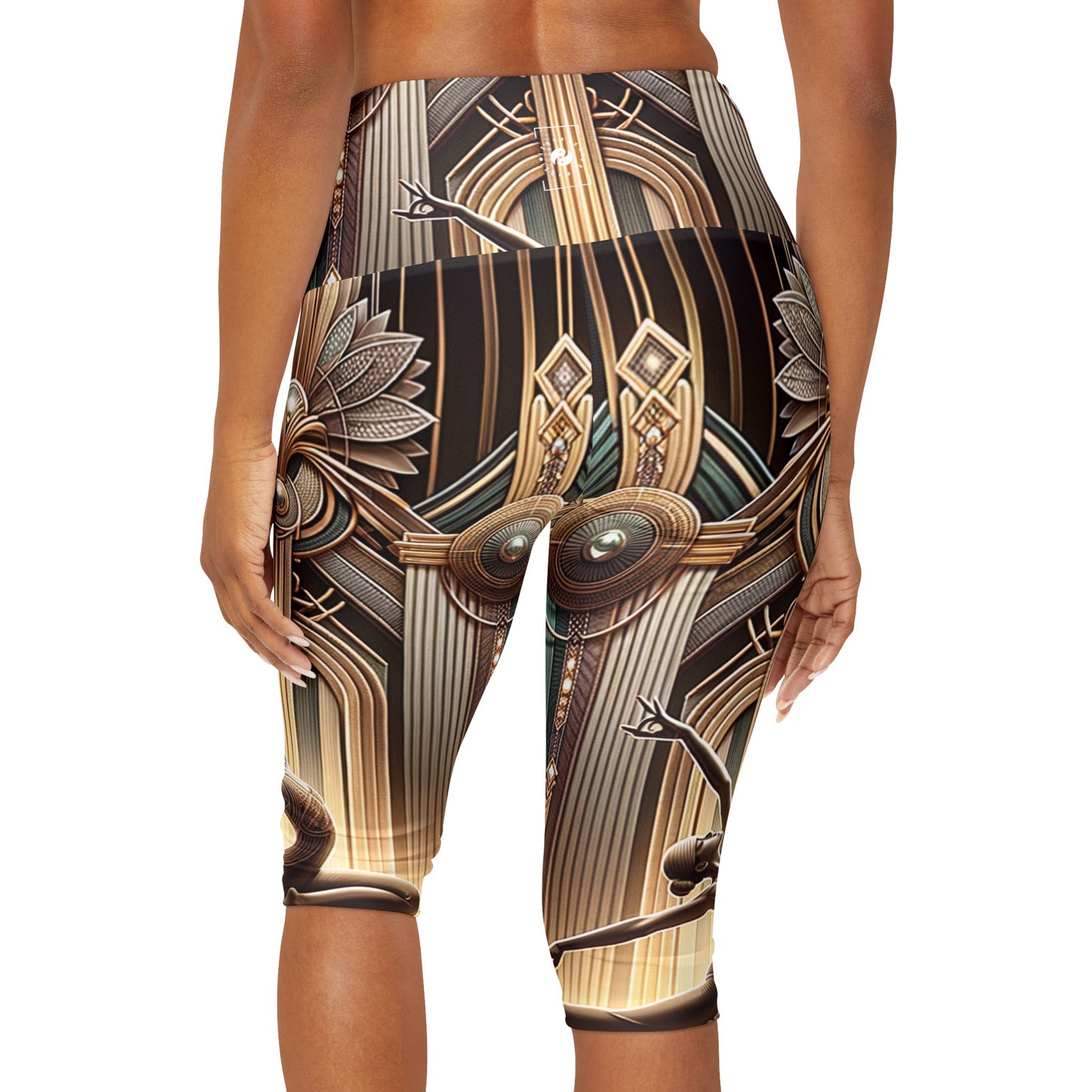 "Deco Serenity: A Fusion of Opulence and Zen" - High Waisted Capri Leggings