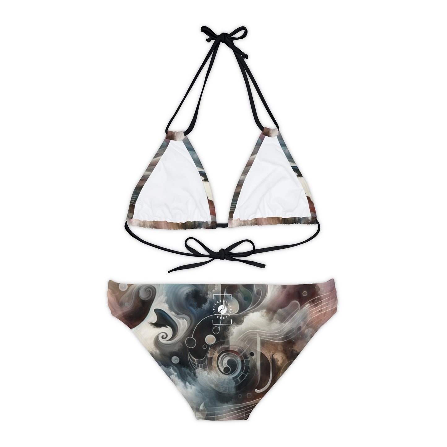 "Harmony of Descent: An Abstract Ode to La Traviata" - Lace-up Bikini Set