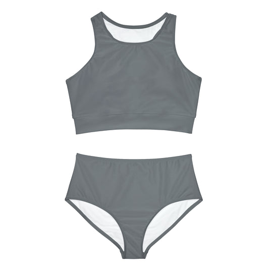 #777B7E Gris Acier - Ensemble de bikini de yoga chaud