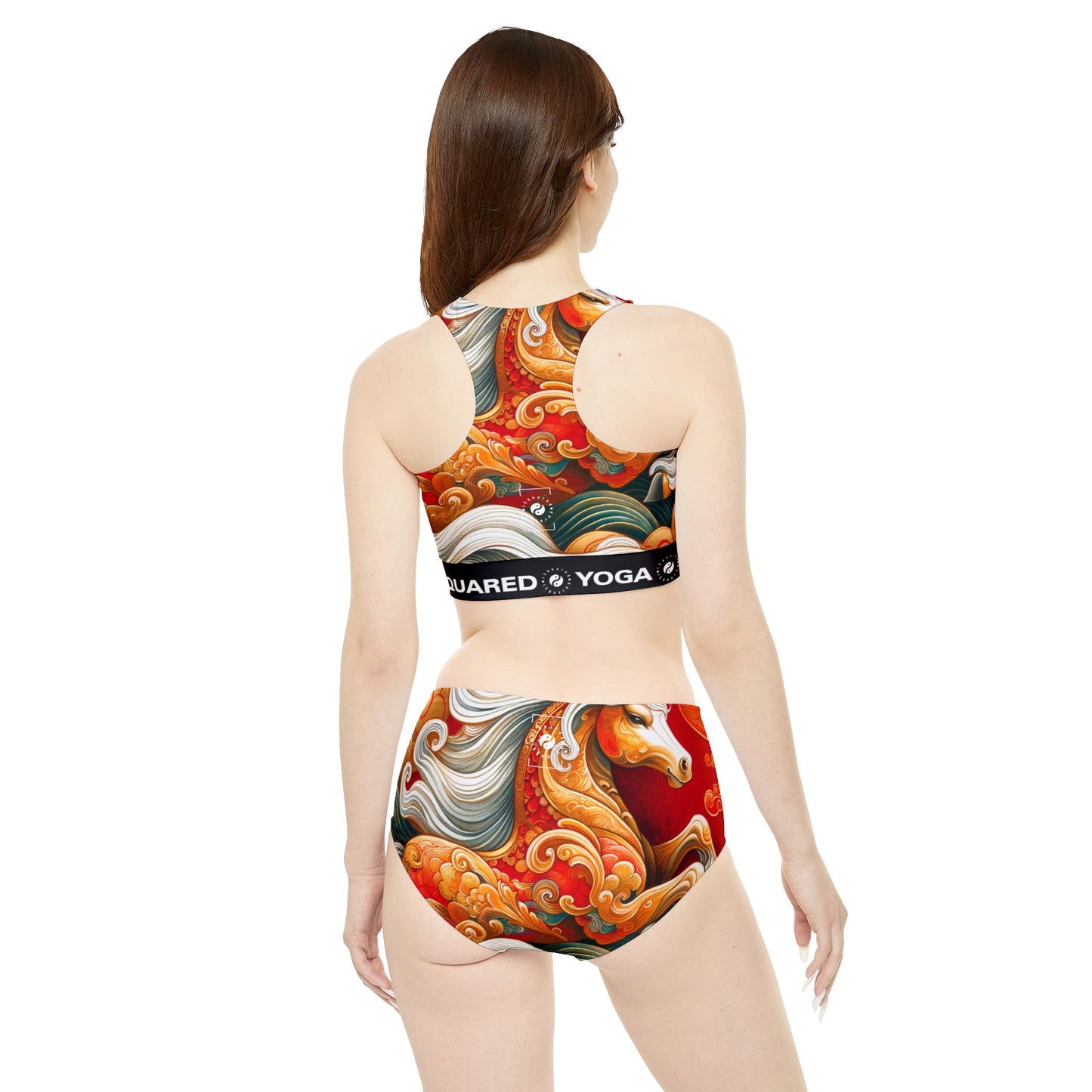 "Gold Gallop on Vermilion Vista: A Lunar New Year’s Ode" - Hot Yoga Bikini Set