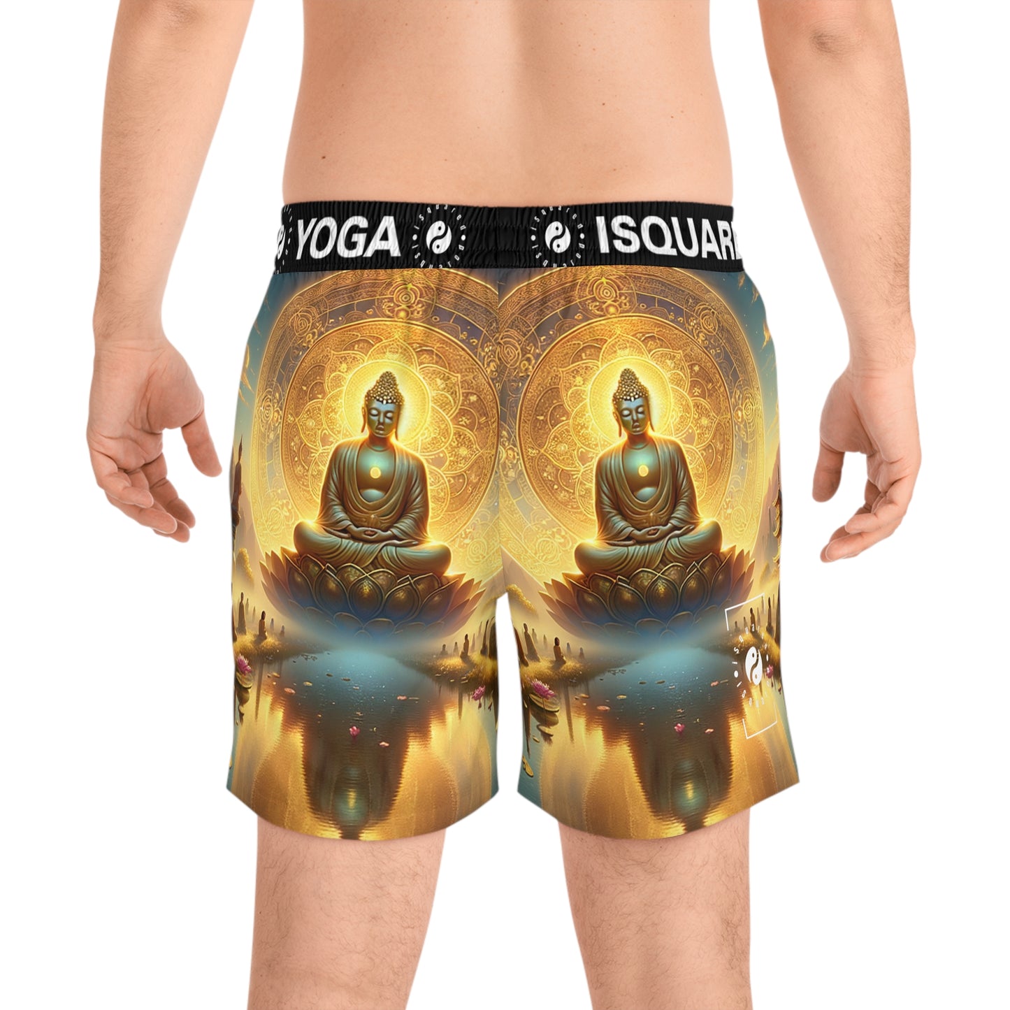 "Serenity in Transience: Illuminations of the Heart Sutra" - Swim Shorts (Mid-Length) for Men