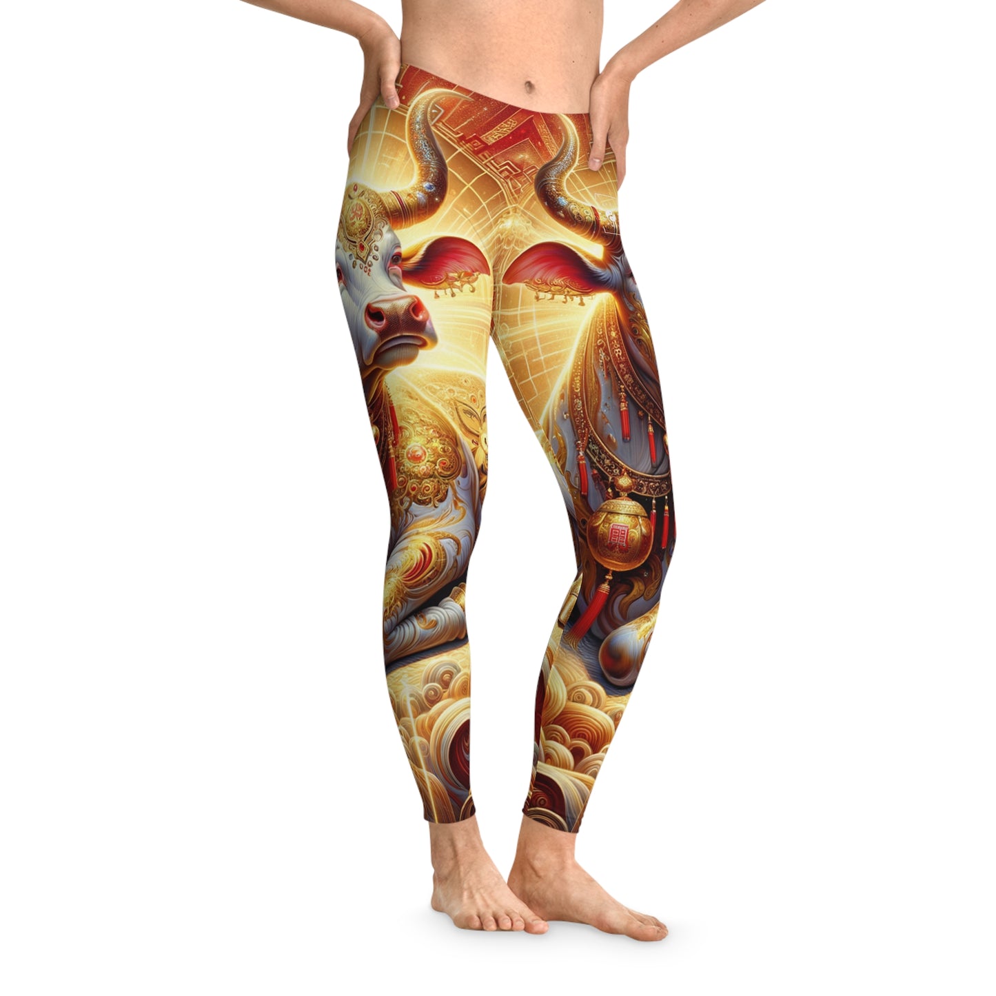 "Golden Euphoria: A Dance of the Divine Bovine" - Unisex Tights