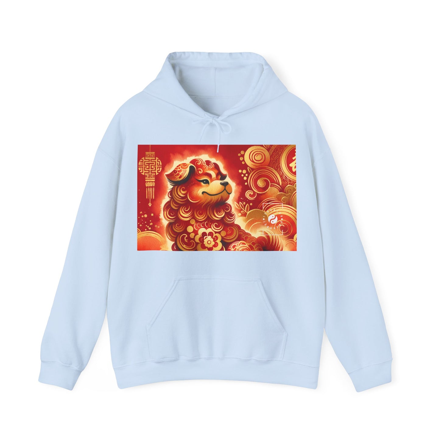 "Golden Canine Emissary on Crimson Tide: A Chinese New Year Odyssey" - Hoodie