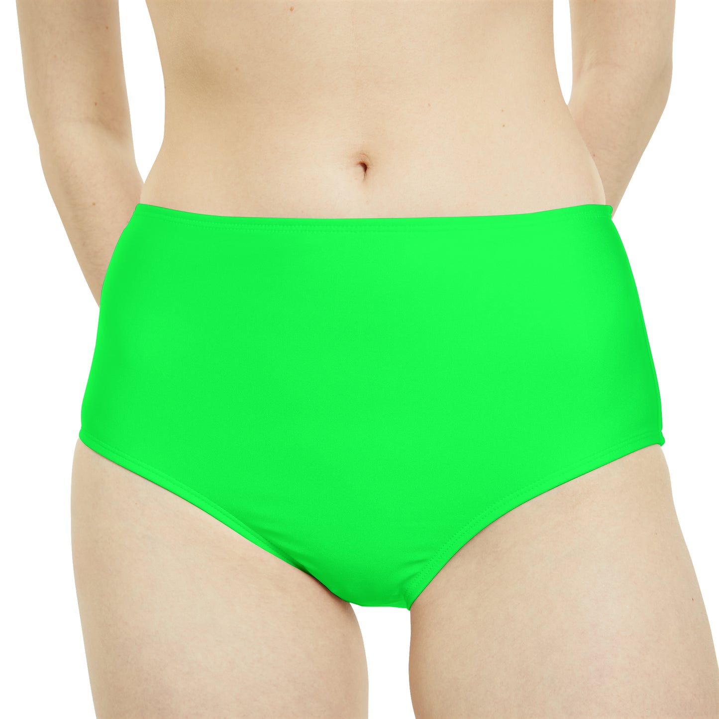 #0FFF50 Neon Green - High Waisted Bikini Bottom