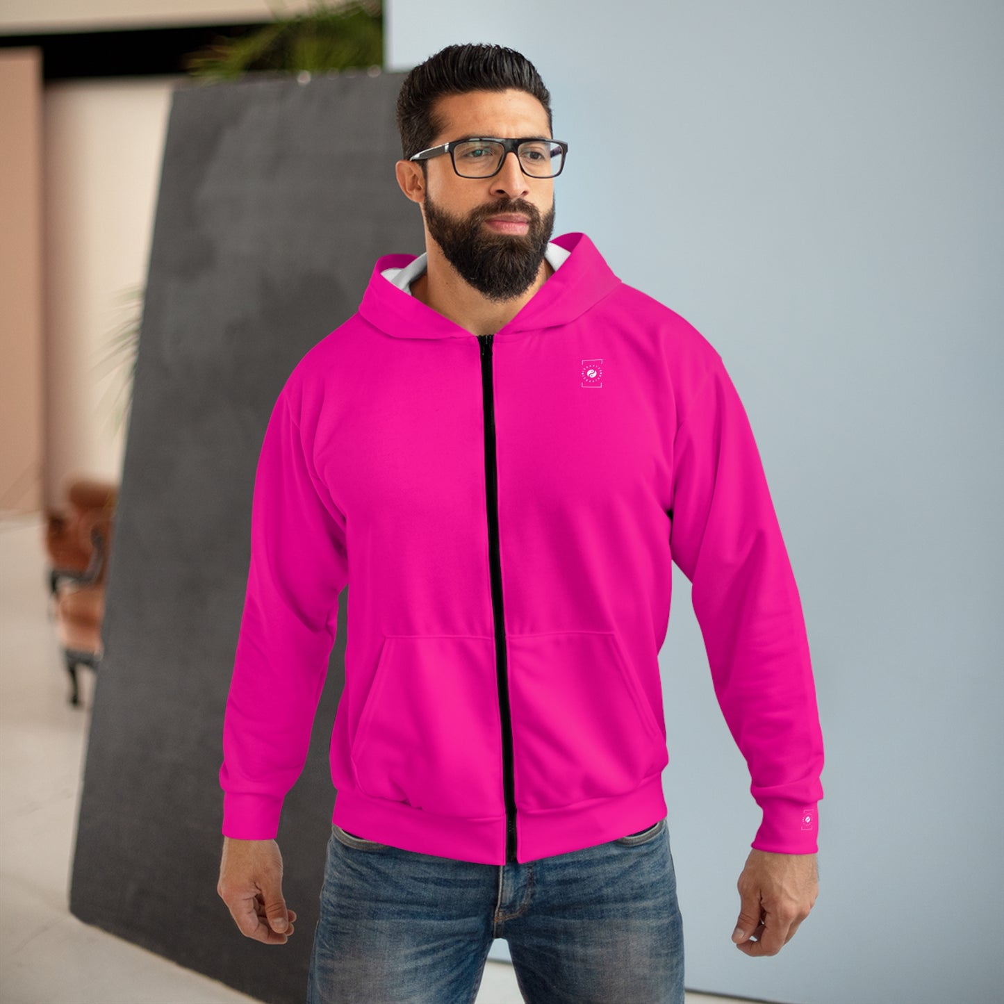 #FF0099 Sharp Pink - Zip Hoodie