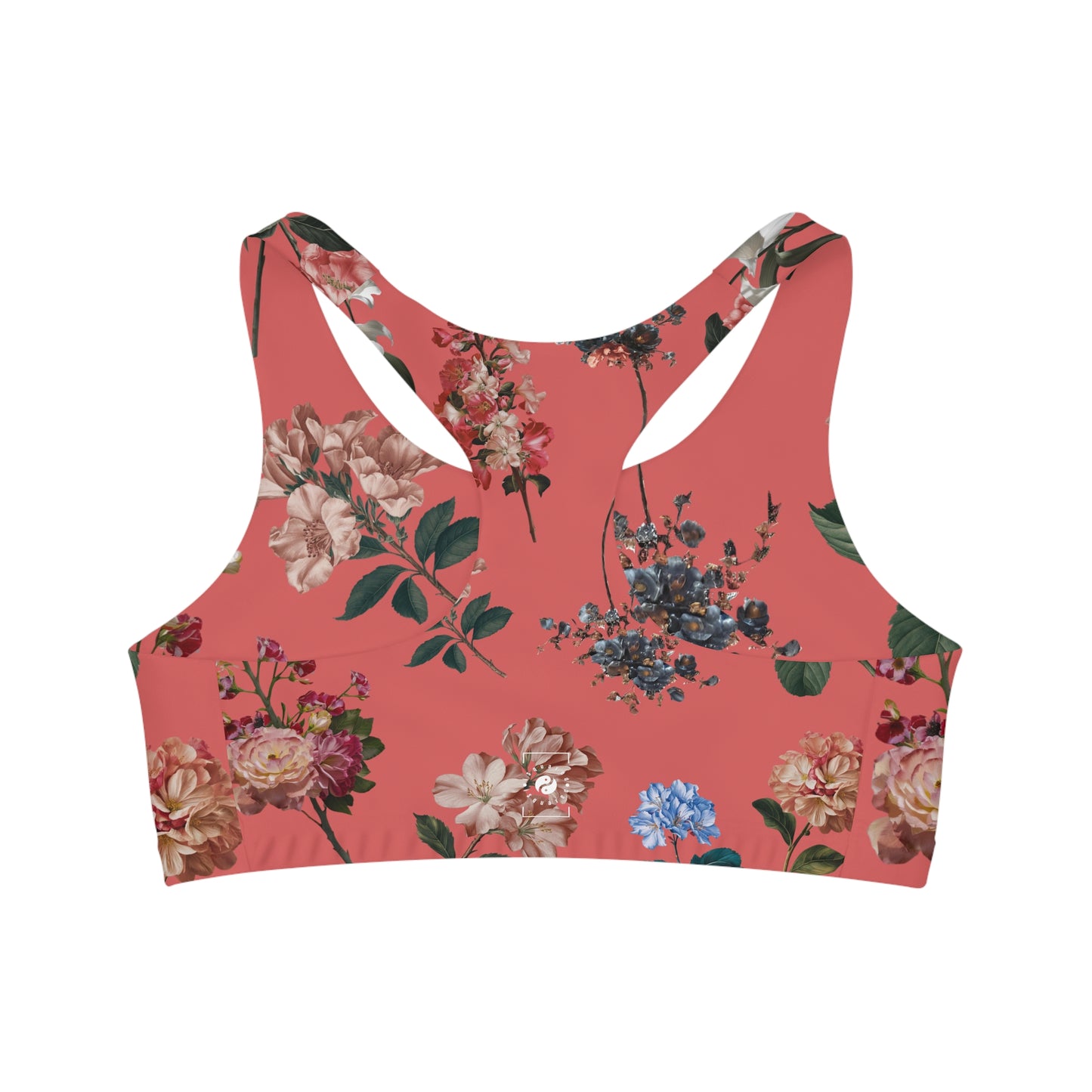 Botanicals on Coral - Seamless Sports Bra