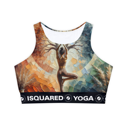 "Stability in Surrender: Vrikshasana in Harmony with Earth" - Lined & Padded Sports Bra
