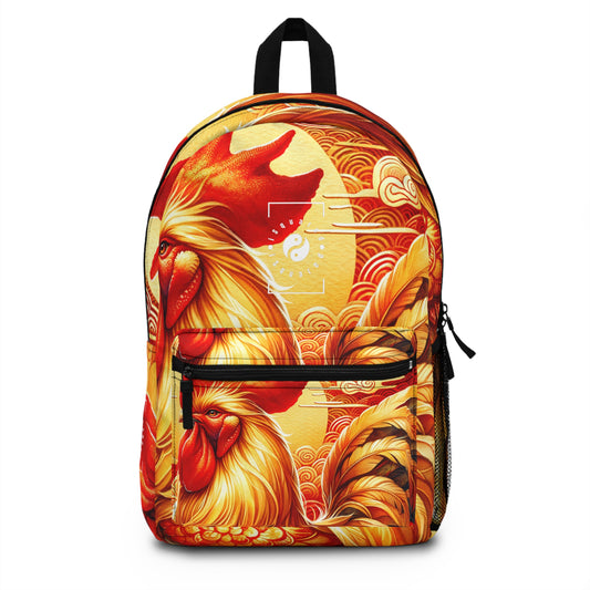 "Crimson Dawn: The Golden Rooster's Rebirth" - Backpack