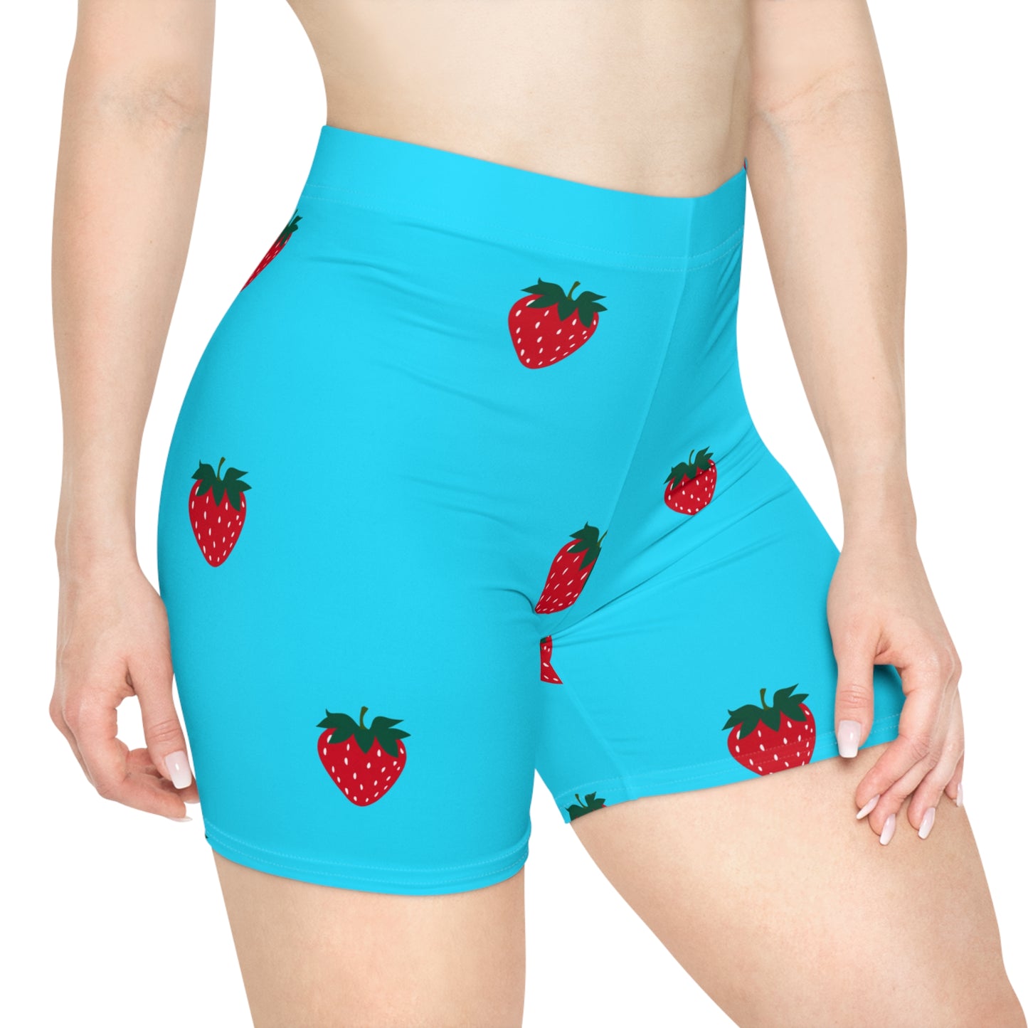 #22DEFF Light Blue + Strawberry - Hot Yoga Short