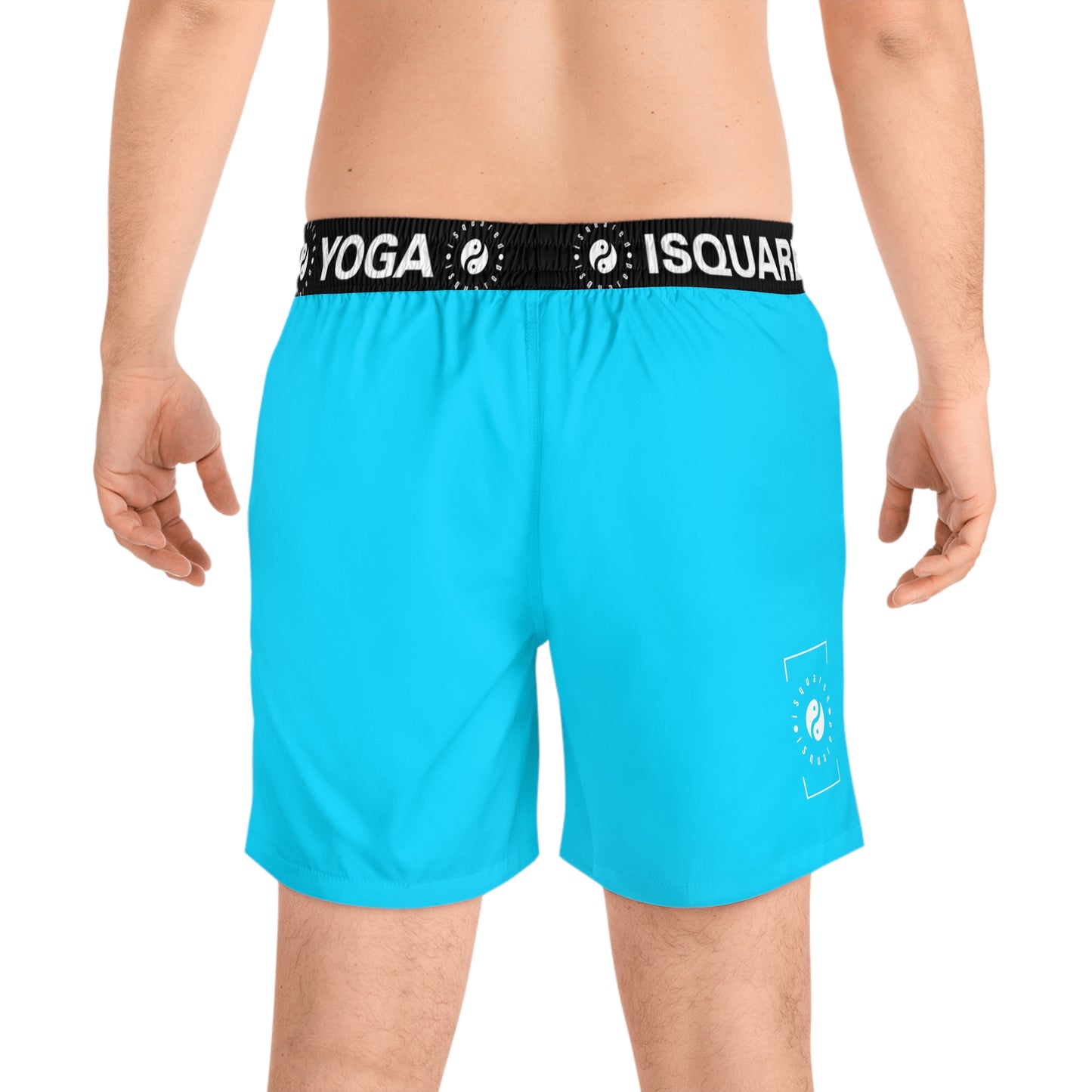 #04D9FF  Neon Blue - Swim Shorts (Mid-Length) for Men
