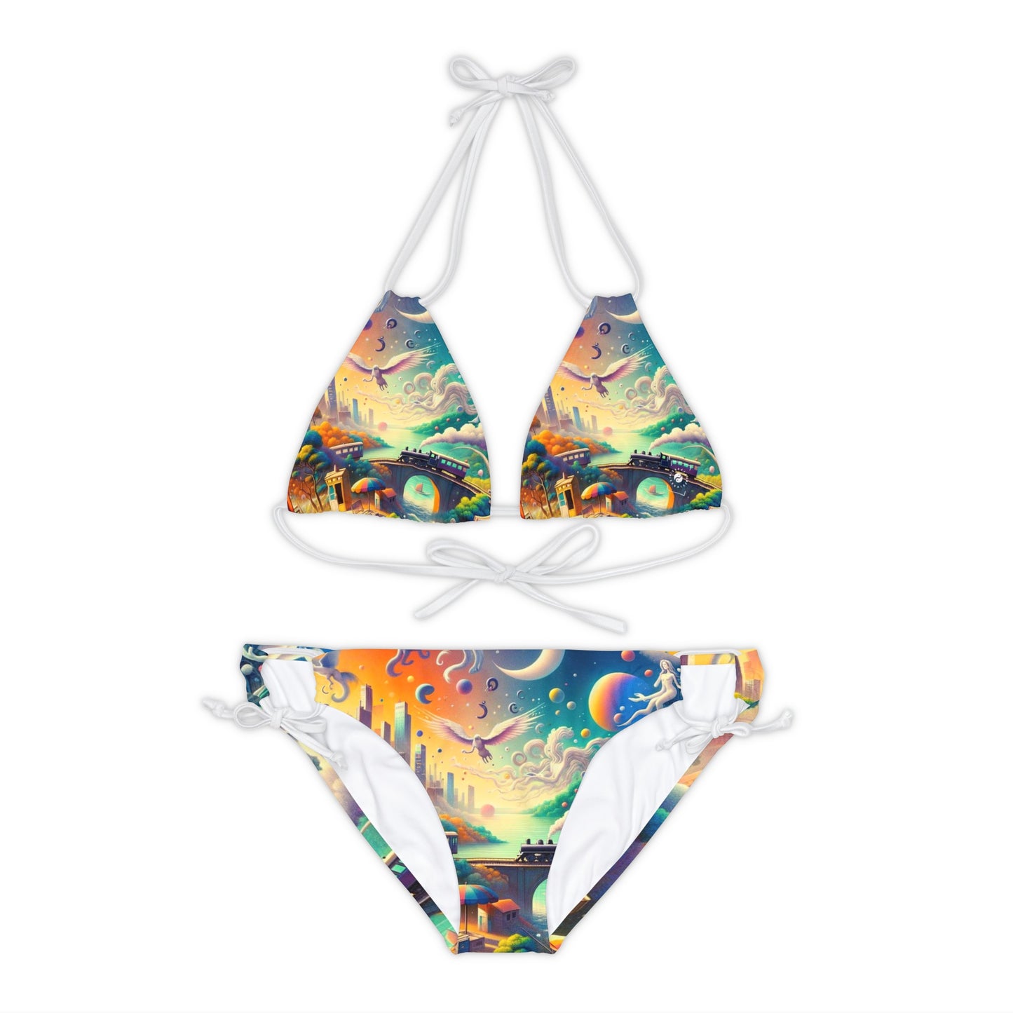 "Mirrors of Metaphor: A Murakami Odyssey" - Lace-up Bikini Set