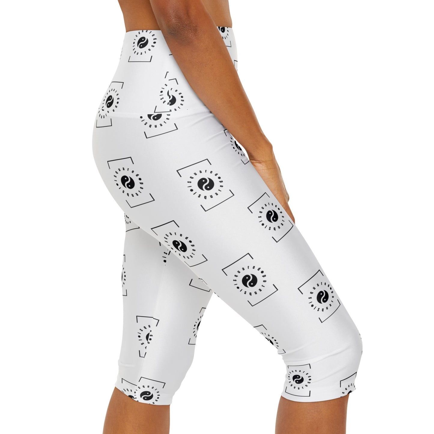 white iSquared Yoga - High Waisted Capri Leggings