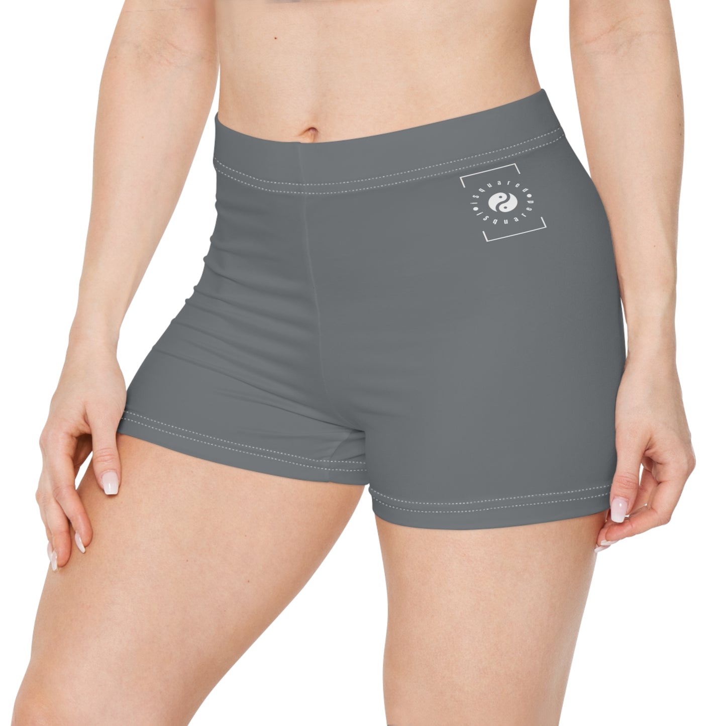 #777B7E Gris acier - Mini short de yoga chaud