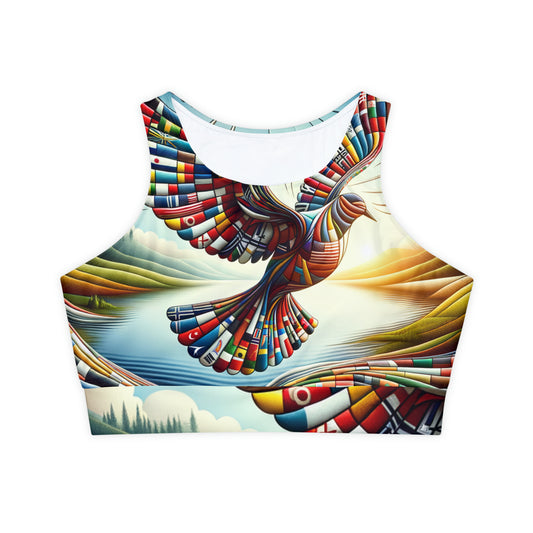 "Global Tapestry of Tranquility" - Lined & Padded Sports Bra