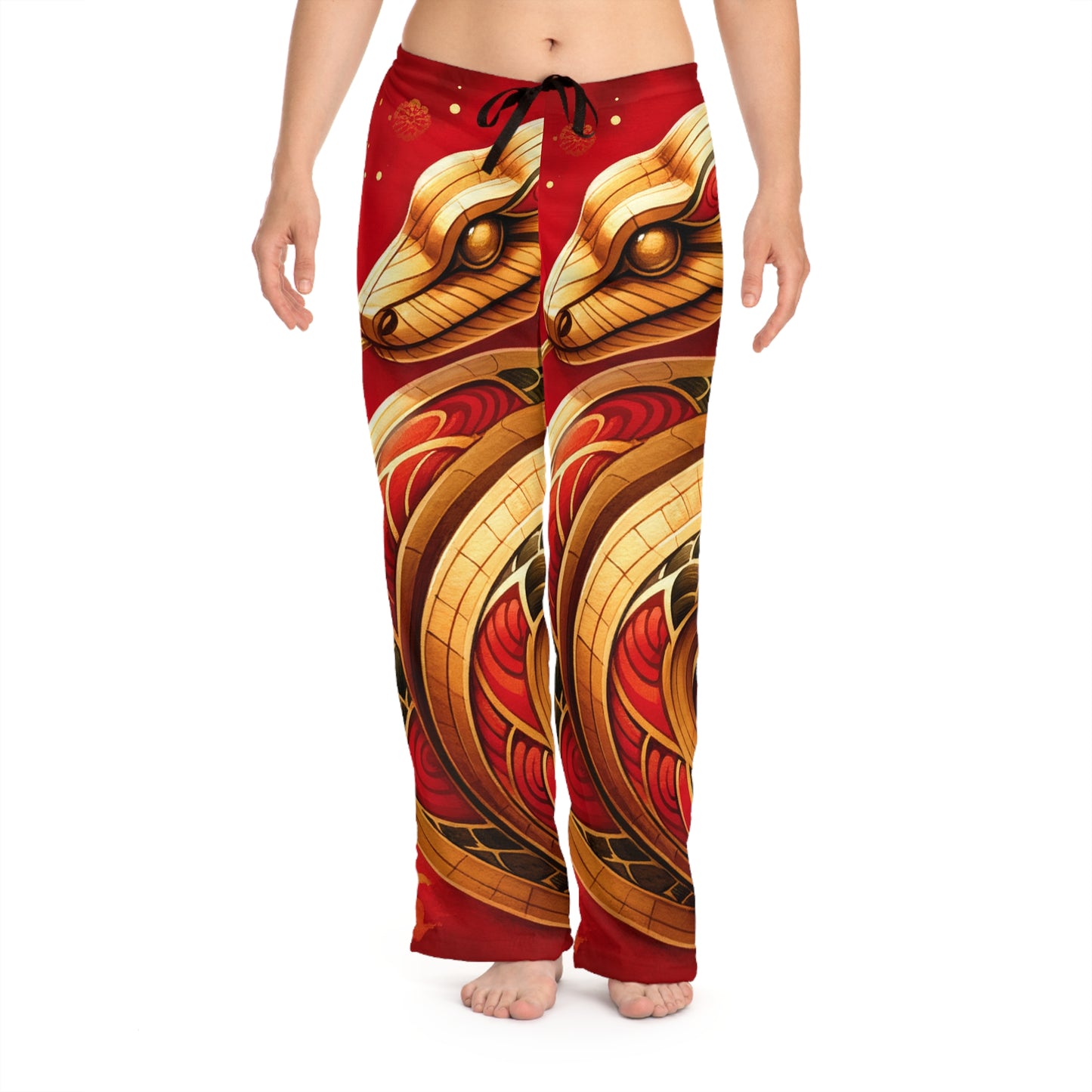 "Crimson Serenity: The Golden Snake" - Pantalon lounge femme 