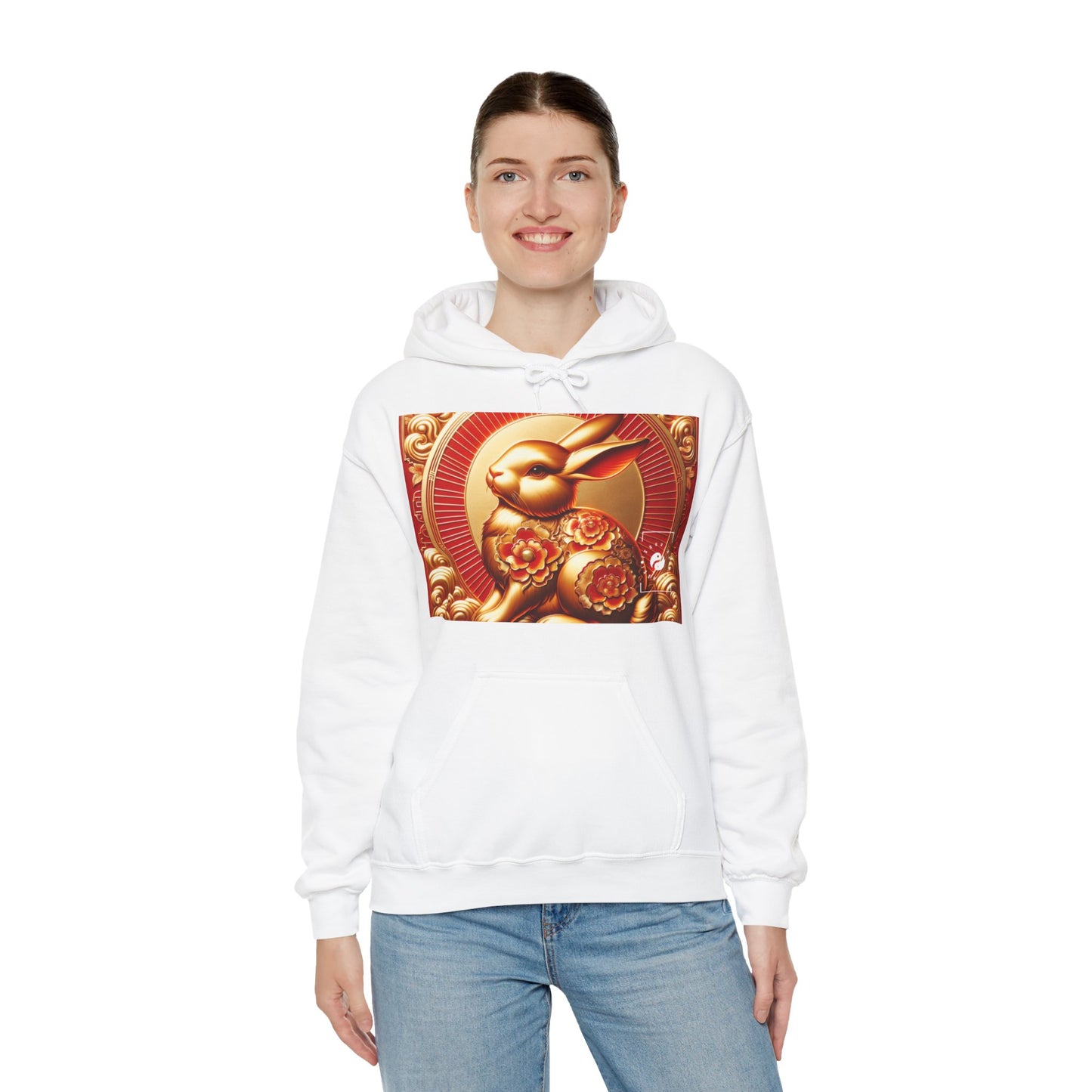 "Golden Blessings: Lunar Rabbit's Resplendence" - Hoodie