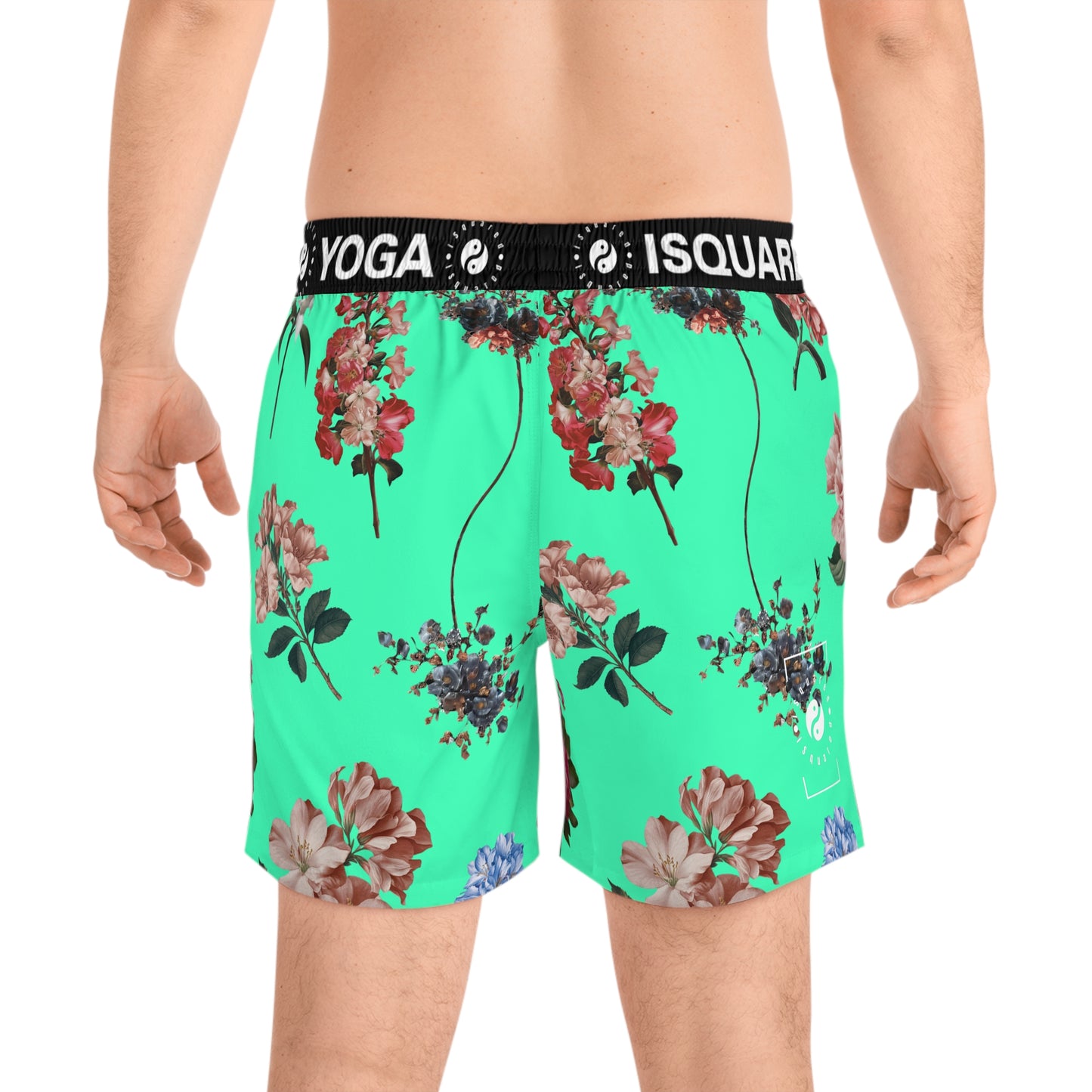 Botanicals on Turquoise - Swim Shorts (Mid-Length) for Men