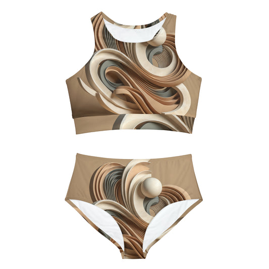 "Hepworth Hues : Une symphonie aux tons terrestres" - Ensemble de bikini de yoga chaud