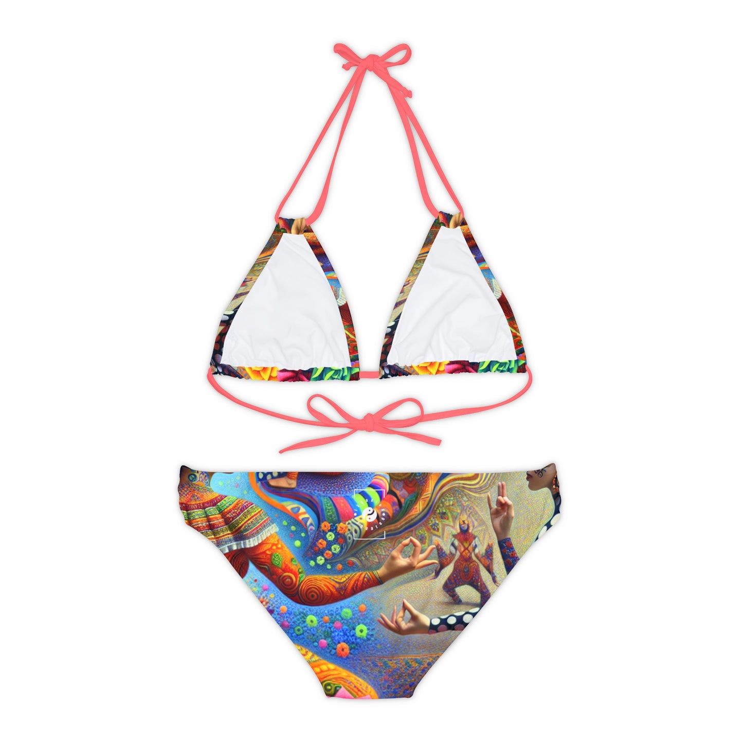 "Kahlo-Kusama Blossom Asanas: A Surreal Yoga Symphony" - Lace-up Bikini Set