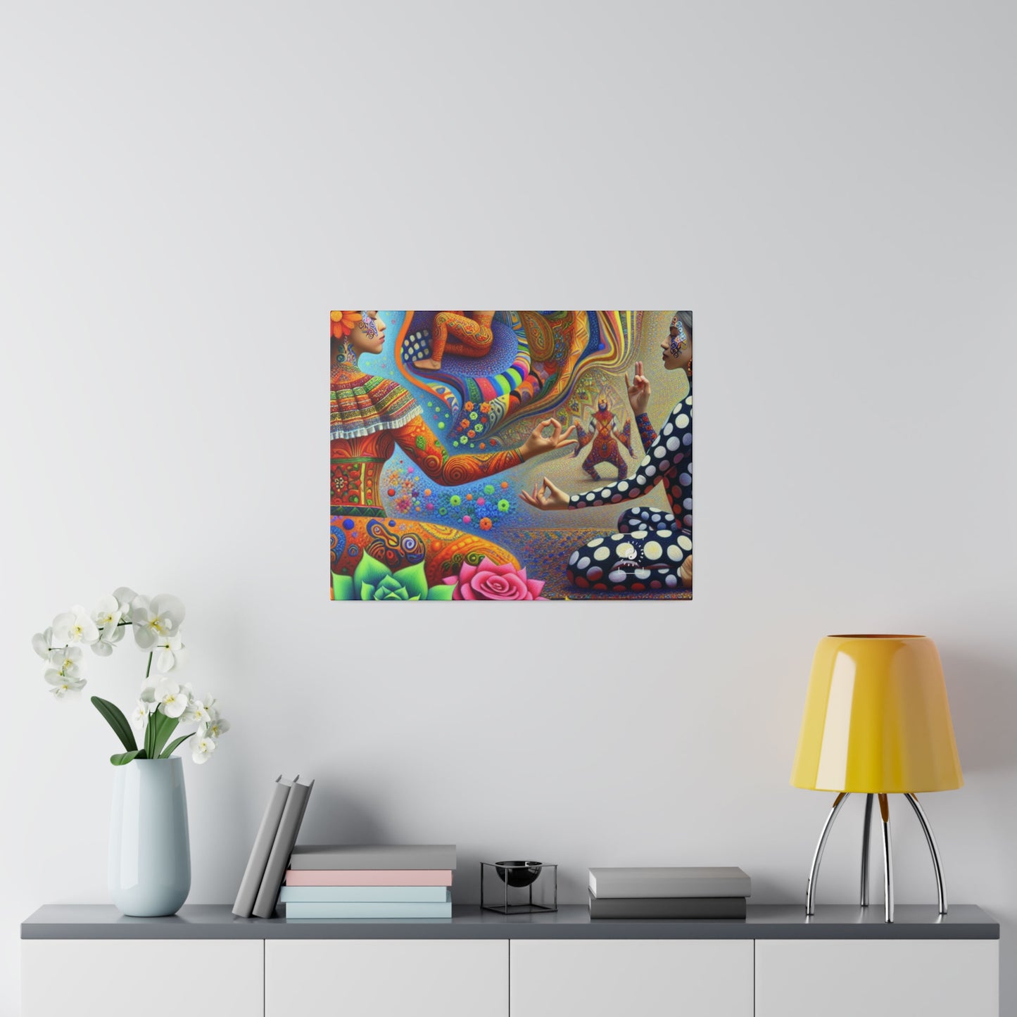 "Kahlo-Kusama Blossom Asanas: A Surreal Yoga Symphony" - Art Print Canvas